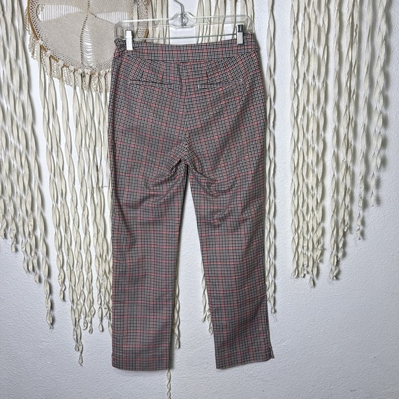 Boden Cotton Blend Ankle Crop Ponte Knit Trouser in Red Navy Tan Plaid Size 6R - Picture 11 of 11